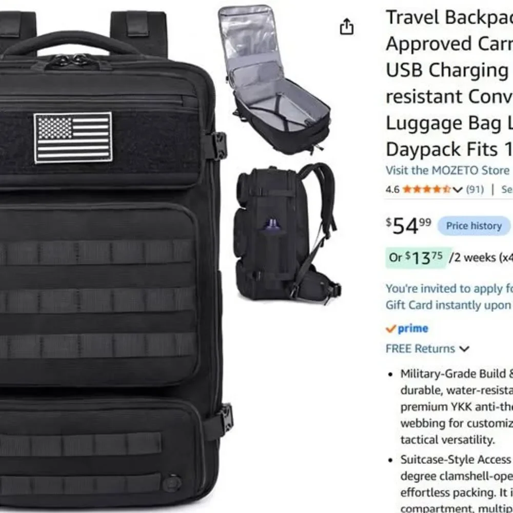 Travel Carry On size Backpack